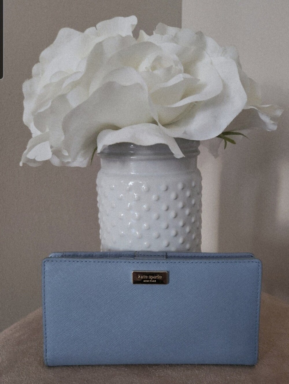 Kate Spade Light Blue Saffiano Leather Zip Wallet 🩵